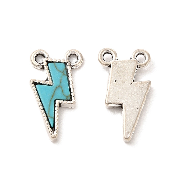 

PandaHall Retro Alloy Pendants, with Synthetic Turquoise, Lightning Bolt Charms, Antique Silver, 18x10x2~5mm, Hole: 1.4~1.5mm Synthetic...