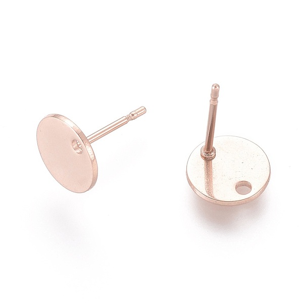 

PandaHall 304 Stainless Steel Stud Earring Findings, with Flat Plate, Flat Round, Rose Gold, 8x0.8mm, Hole: 1.2mm, Pin: 0.8mm 304 Stainless...