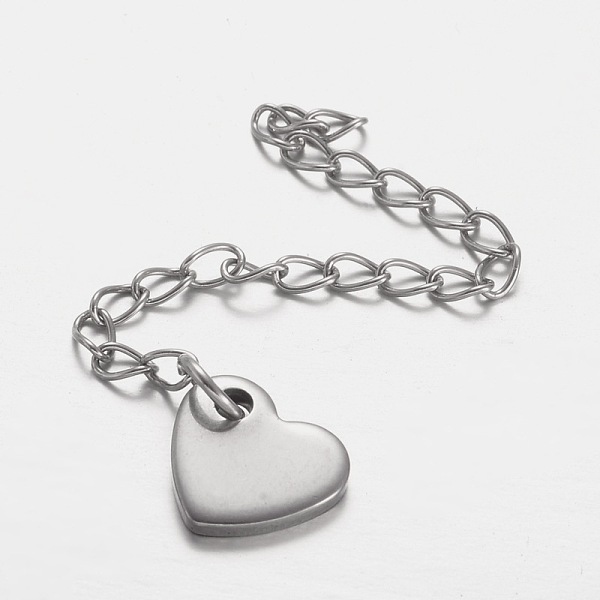 

PandaHall 304 Stainless Steel Chain Extender, with Heart Pendants, Stainless Steel Color, 60mm 304 Stainless Steel