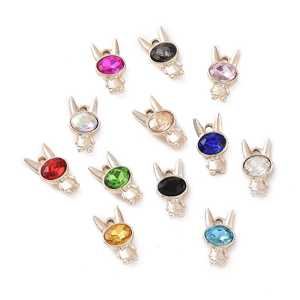 

PandaHall Alloy Rhinestone Pendants, Rabbit Charms, Light Gold, Mixed Color, 18x10.5x4mm, Hole: 2.2mm Alloy+Rhinestone Rabbit Multicolor