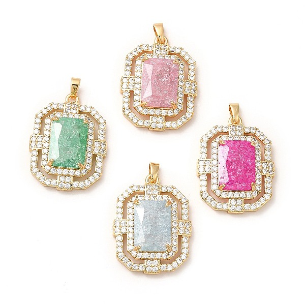 

PandaHall Rack Plating Brass & Crushed Ice Cut Cubic Zirconia Pendants, with Rhinestone, Real 14K Gold Plated, Cadmium Free & Lead Free..., Multicolor