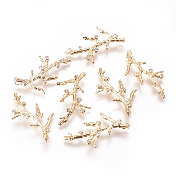 

PandaHall Brass Micro Pave Cubic Zirconia Pendants, Nickel Free, Branch, Real 18K Gold Plated, 38x24.5x2~6mm, Hole: 2.5mm Brass+Cubic...