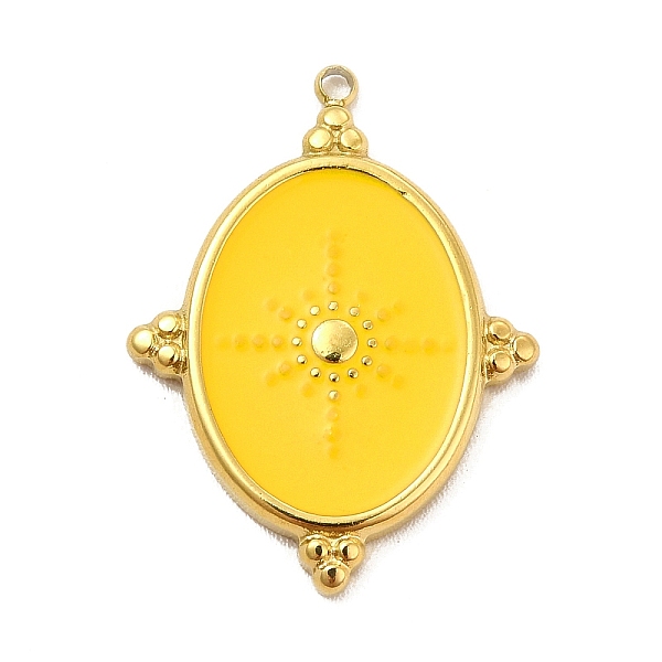 

PandaHall 304 Stainless Steel Pendants, with Enamel, Oval with Star Charm, Golden, Yellow, 24x18x2mm, Hole: 1.4mm Stainless Steel+Enamel...