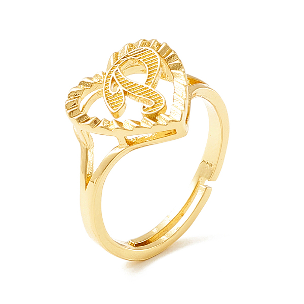 

PandaHall Real 18K Gold Plated Brass Alphabet Adjustable Rings, Heart with Initial Promise Ring for Women, Cadmium Free & Lead Free...