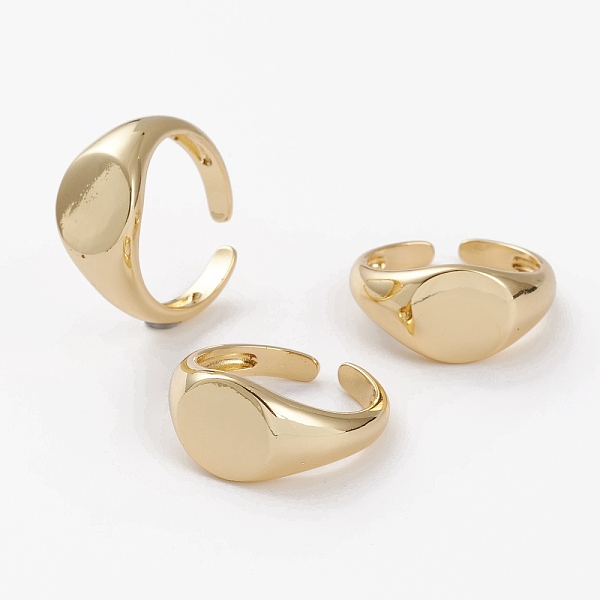 

PandaHall Brass Cuff Rings, Open Rings, Oval Signet Rings, Long-Lasting Plated, Golden, US Size 6, Inner Diameter: 17mm Brass