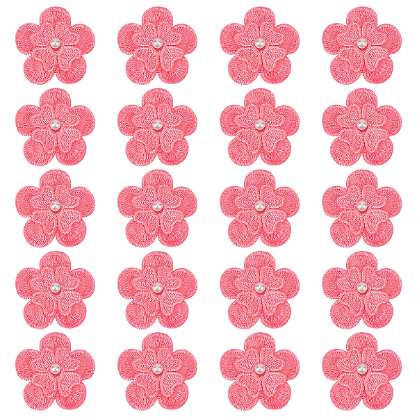 Gorgecraft 20 個 3d 花ポリエステルレースコンピュータ化された刺繍飾りアクセサリー
