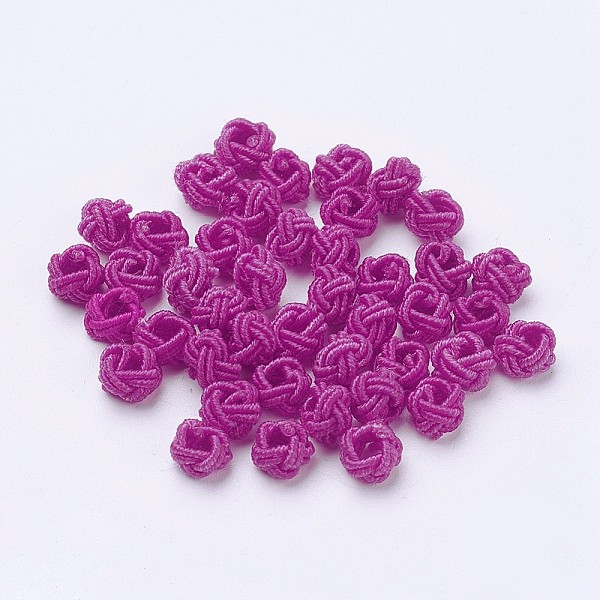 

PandaHall Nylon Cord Woven Beads, Round, Magenta, 6~6.5x4.5mm, Hole: 2.5mm, about 93~100pcs/bag Nylon Round Pink