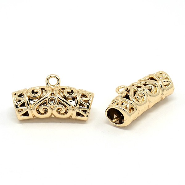 

PandaHall Alloy Tube Bails, Loop Bails, Curved Tube Filigree Bail Beads, Golden, Cadmium Free, Lead Free and Nickel Free, 13x24x8mm, Hole...
