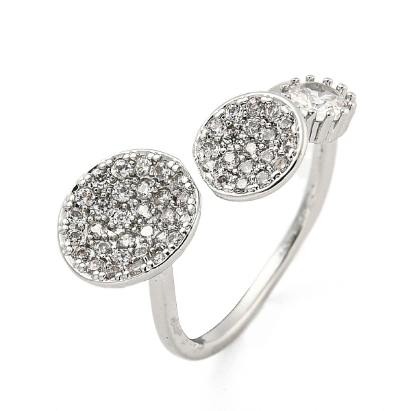 

PandaHall Brass Micro Pave Cubic Zirconia Cuff Rings, Flat Round Open Rings for Women, Long-Lasting Plated, Platinum, Adjustable Brass+Cubic..., Clear