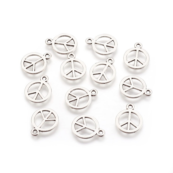 

PandaHall Tibetan Style Alloy Charms, Peace Sign, Antique Silver, Cadmium Free & Nickel Free & Lead Free, 15x12x1mm, Hole: 1.5mm Alloy Peace...
