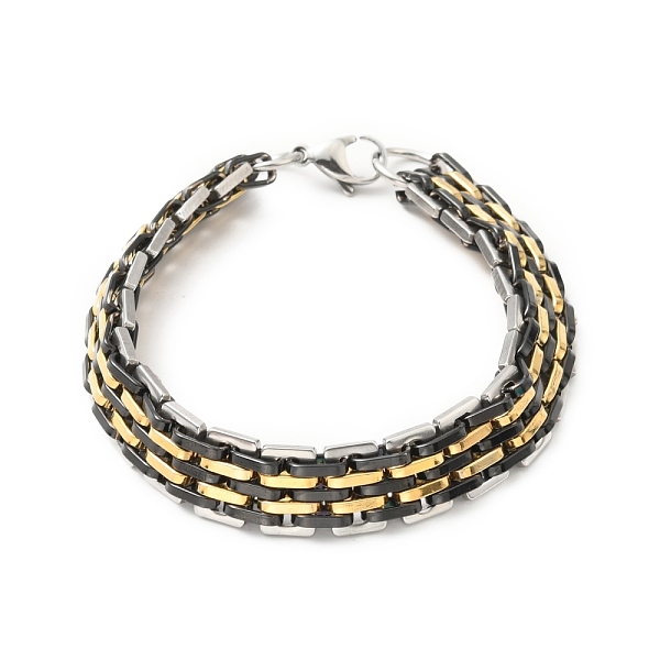 

PandaHall Vacuum Plating 201 Stainless Steel Bracelets, with 304 Stainless Steel Clasp and Jump Ring, Gunmetal & Golden, 8-7/8x1/2x1/4 inch...