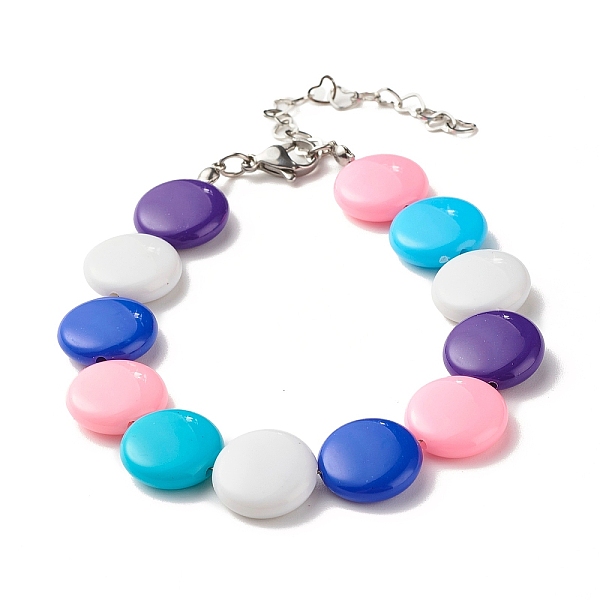 

PandaHall Acrylic Flat Round Beaded Bracelet for Women, Colorful, 7-5/8 inch(19.3cm) Acrylic