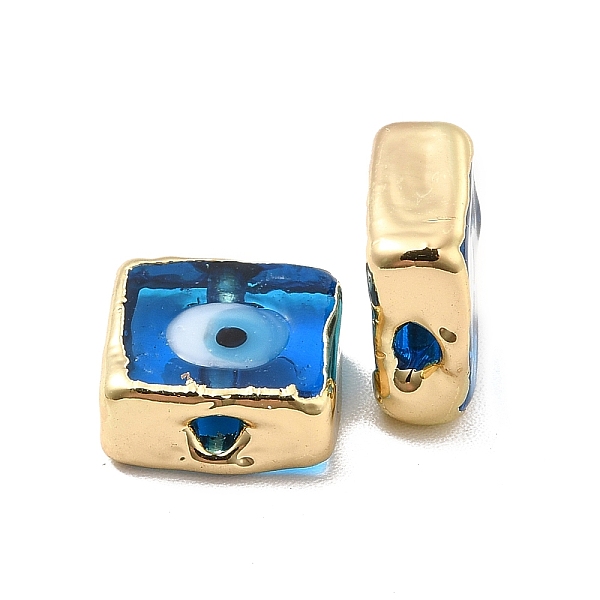

PandaHall Brass Enamel Beads, Long-Lasting Plated, Real 18K Gold Plated, Square with Evil Eye Pattern, Dodger Blue, 10~11x10~11x4.5~5.5mm...