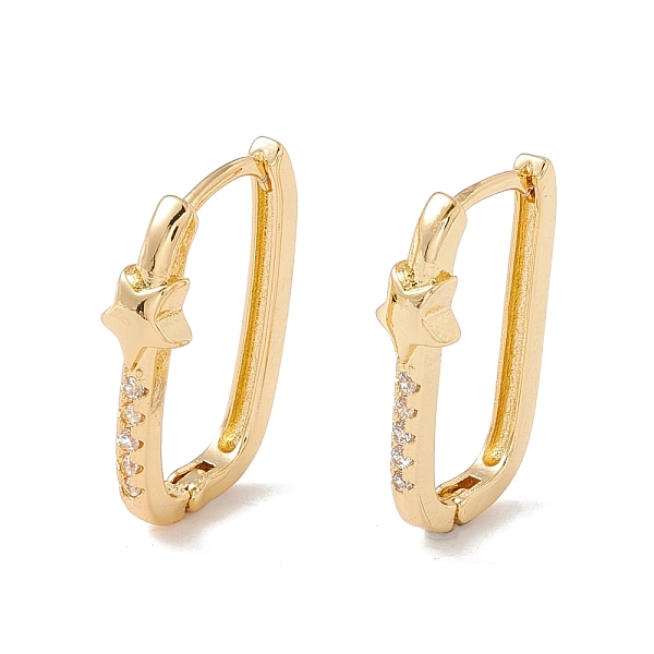 

PandaHall Clear Cubic Zirconia Star Hoop Earrings, Brass Jewelry for Women, Cadmium Free & Lead Free, Real 18K Gold Plated, 20x12x4.5mm, Pin...