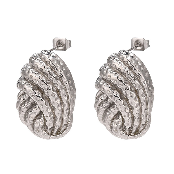 

PandaHall 304 Stainless Steel Stud Earrings, Twist Oval, Stainless Steel Color, 25x17mm 304 Stainless Steel Oval