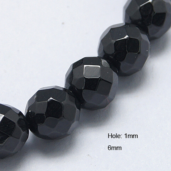 

PandaHall Natural Black Spinel Beads Strands, Faceted, Round, 6mm, Hole: 1mm, about 64pcs/strand, 15.5 inch Spinel Round Black