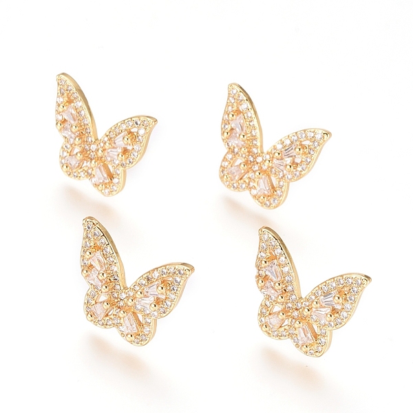 

PandaHall Brass Micro Pave Clear Cubic Zirconia Stud Earrings, Long-Lasting Plated, Butterfly, Golden, 13.5x16mm, Pin: 0.9mm Cubic Zirconia...