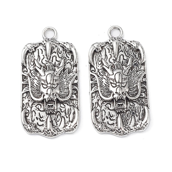 

PandaHall Alloy Pendants, Lead Free & Cadmium Free, Rectangle with Dragon Pattern, Antique Silver, 48x24x4mm, Hole: 3.8mm Alloy Rectangle