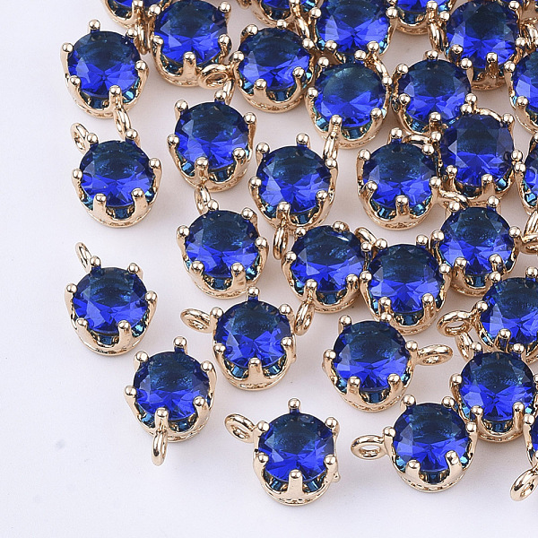 

PandaHall Transparent Glass Charms, with Brass Findings, Faceted, Crown, Light Gold, Medium Blue, 8.5x6x5mm, Hole: 1mm Brass+Glass Crown...
