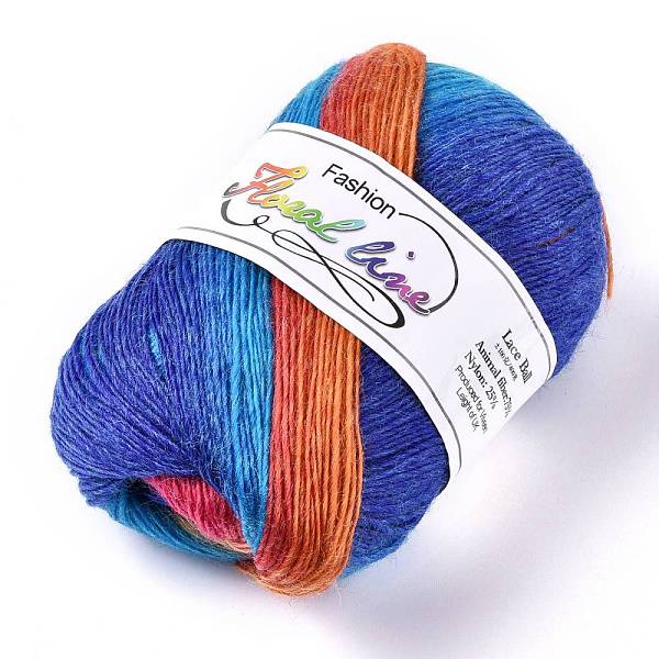 

PandaHall Wool Knitting Yarn, Segment Dyed, Crochet Yarn, Colorful, 1mm, about 400m/roll Wool