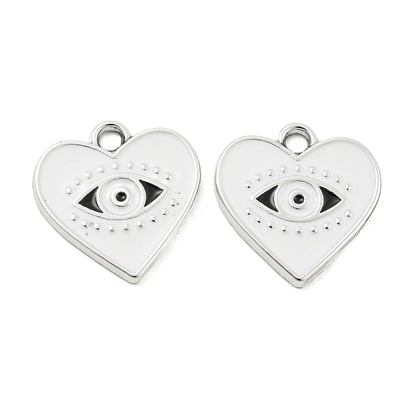 

PandaHall UV Plating Alloy Enamel Pendants, Heart with Eye Charm, Platinum, 17x16x1.5mm, Hole: 2mm Alloy+Enamel Heart White