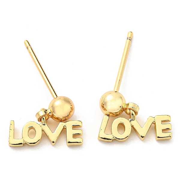 

PandaHall Rack Plating Brass Word Love Dangle Stud Earrings, Cadmium Free & Lead Free, Long-Lasting Plated, Real 18K Gold Plated, 10x11mm...