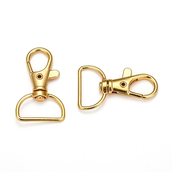 

PandaHall Zinc Alloy Swivel D Rings Lobster Claw Clasps, Swivel Snap Hook, Golden, 38x24mm, Hole: 8x20mm Alloy