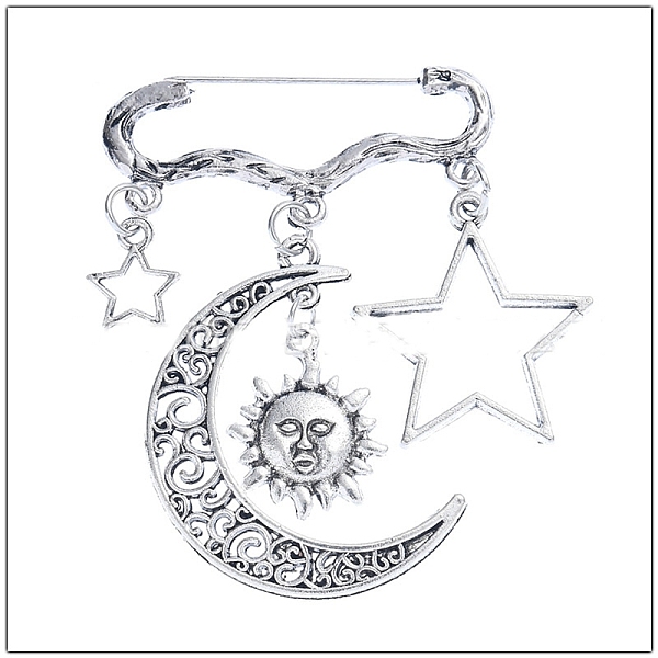 

PandaHall Alloy Safety Pin Brooch, Kilt Pin for Waist Pants Tightener, Moon, 55x42mm Alloy Moon
