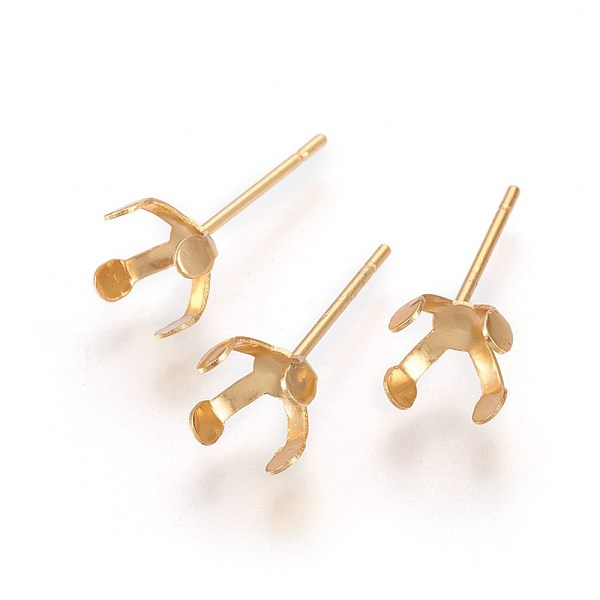 

PandaHall 304 Stainless Steel Stud Earring Findings, Prong Earring Settings, Golden, 15x6.5mm, Inner Diameter: 6mm, Pin: 0.7mm 304 Stainless...