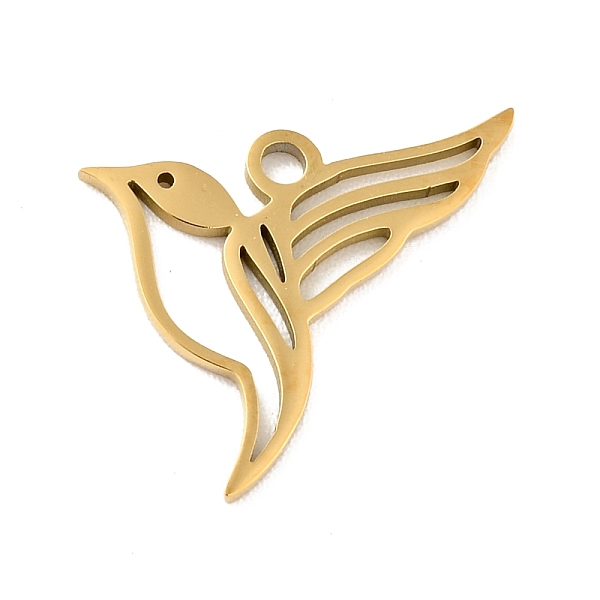 

PandaHall 201 Stainless Steel Pendants, Hummingbird, Golden, 12.5x15x1mm, Hole: 1.4mm 201 Stainless Steel Bird