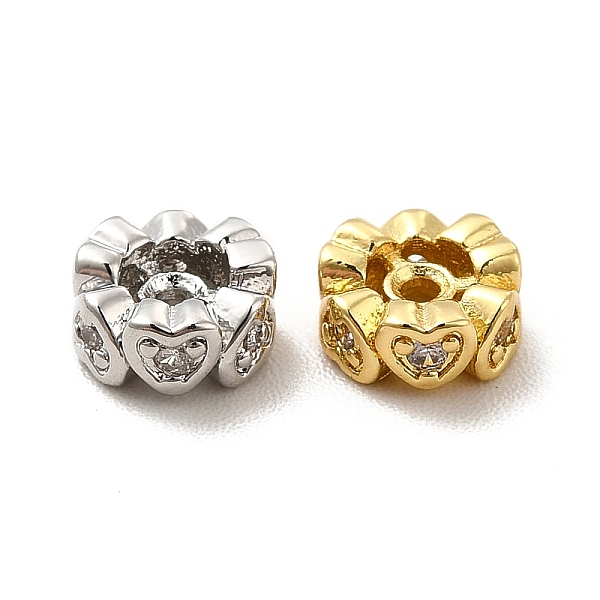

PandaHall Rack Plating Brass Micro Pave Cubic Zirconia Spacer Beads, Long-Lasting Plated, Lead Free & Cadmium Free, Heart, Mixed Color..., Clear