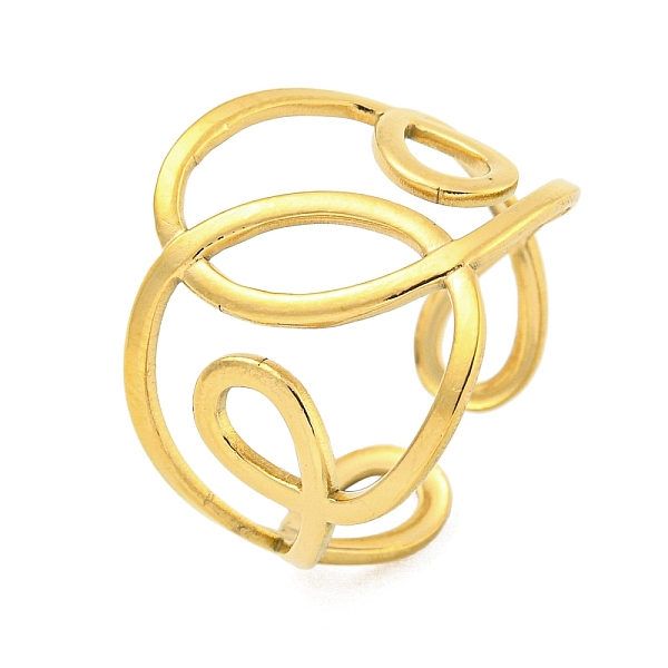 

PandaHall 304 Stainless Steel Hollow Irregular Wide Open Cuff Ring for Women, Real 18K Gold Plated, 15.5mm, inner diameter: adjustable 304...