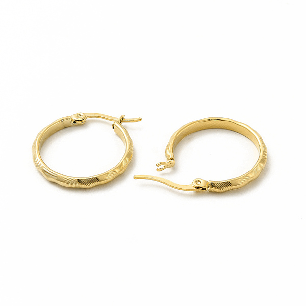 

PandaHall 201 Stainless Steel Grooved Hoop Earrings with 304 Stainless Steel Pin for Women, Golden, 20x22x3mm, Pin: 0.6x1mm 201 Stainless...