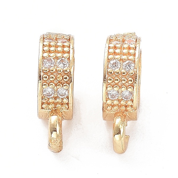 

PandaHall Brass Micro Pave Clear Cubic Zirconia Tube Bails, Loop Bails, Long-Lasting Plated, Round, Real 14K Gold Plated, 10x7x3mm, Hole...