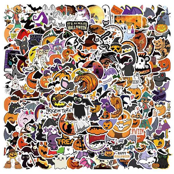 PandaHall Halloween Themed PVC Waterproof Sticker Labels, Self-adhesive Decals, for Suitcase, Skateboard, Refrigerator, Helmet, Mobile Phone...