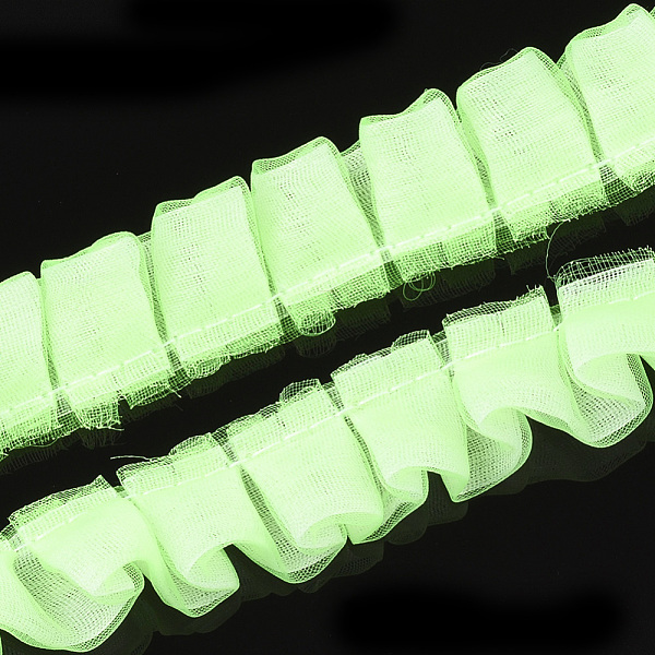 

PandaHall Organza Ribbon, Pleated/Double Ruffle Ribbon, Light Green, 19~23mm, 30m/bundle Polyester None Green
