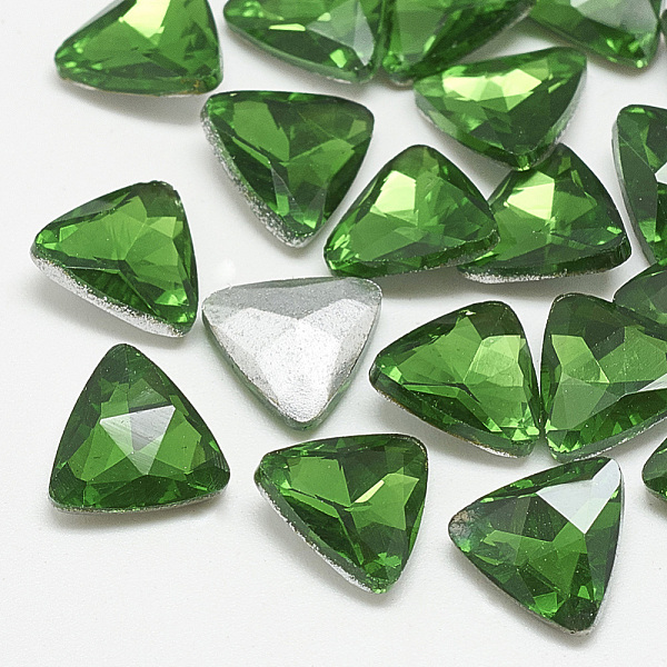 

PandaHall Pointed Back Glass Rhinestone Cabochons, Back Plated, Faceted, Triangle, Emerald, 9.5x10x4mm Glass Rhinestone Triangle Green