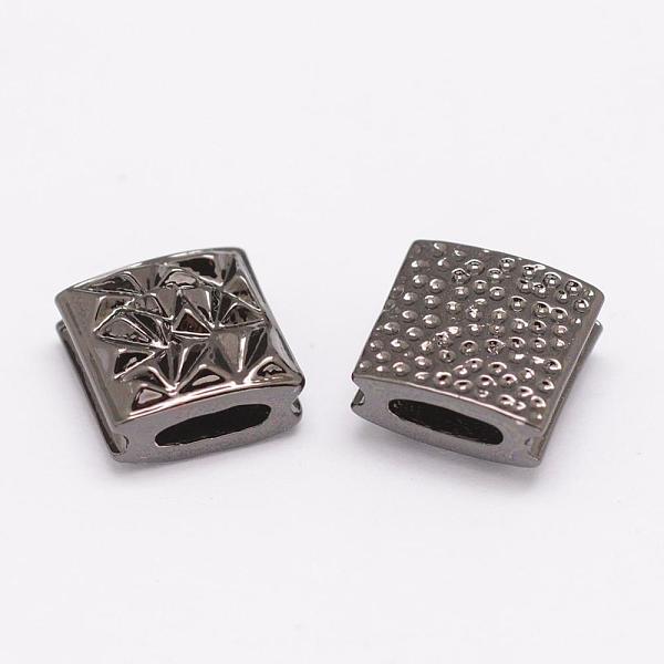 

PandaHall Brass Enamel Slide Charms, Cadmium Free & Nickel Free & Lead Free, Square, Gunmetal, 9x9x5mm, Hole: 1.5x5mm Brass Square