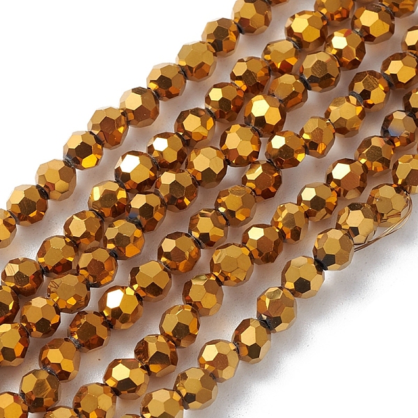 

PandaHall Electroplate Glass Beads Strands, Faceted, Rondelle, Gold, 4x4mm, Hole: 0.9mm, about 95pcs/strand, 14.41''(36.6cm) Glass Rondelle...