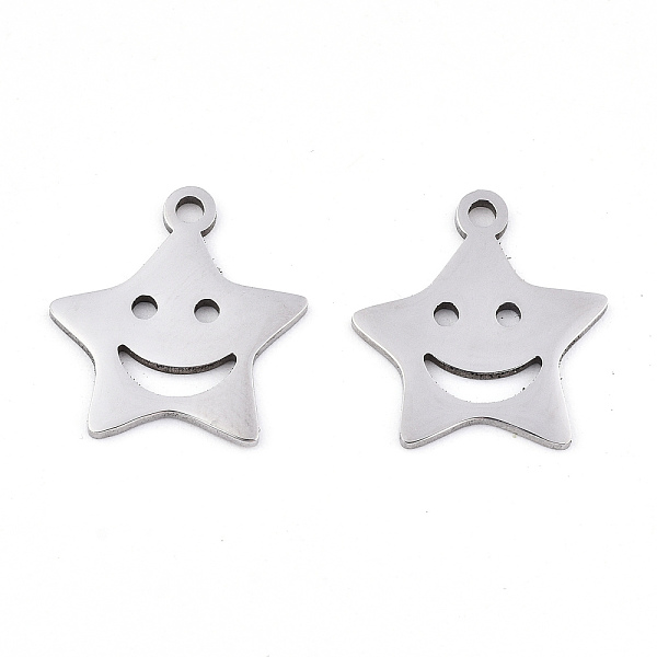 

PandaHall 201 Stainless Steel Pendants, Laser Cut, Star with Smile Face, Stainless Steel Color, 15.5x14.5x0.9mm, Hole: 1.5mm 201 Stainless...