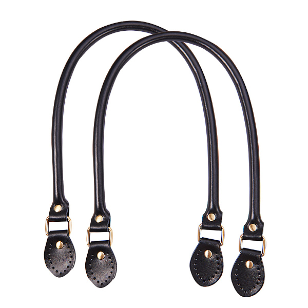 

PandaHall Leather Bag Handles, with Alloy Clasps, for Bag Straps Replacement Accessories, Antique Golden, Black, 615x14x10mm Leather Black