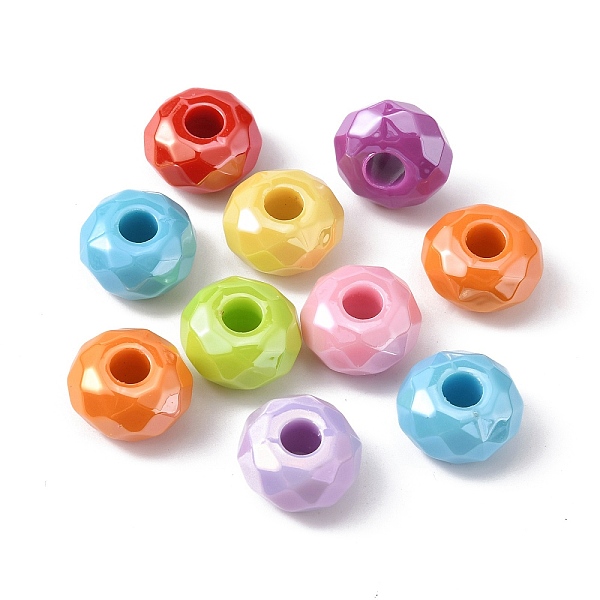 

PandaHall Opaque Acrylic European Beads, Large Hole Beads, Rondelle, Mixed Color, 14.5x8mm, Hole: 4.5mm Acrylic Rondelle Multicolor