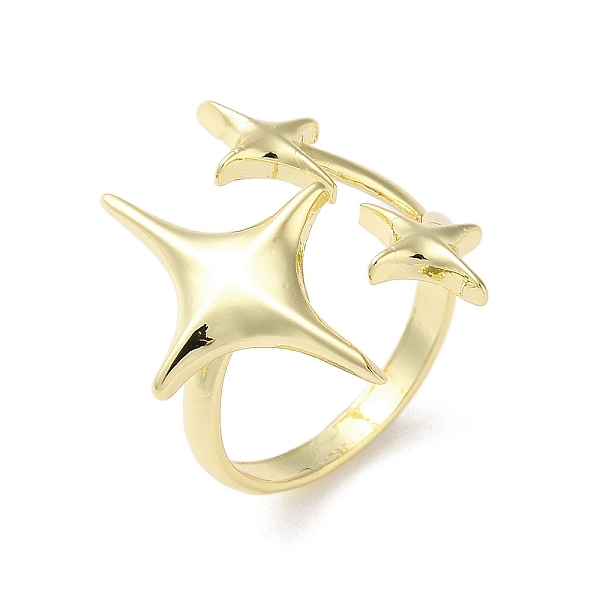 

PandaHall Brass Star Open Cuff Ring for Women, Golden, US Size 8 1/2(18.5mm) Brass Star