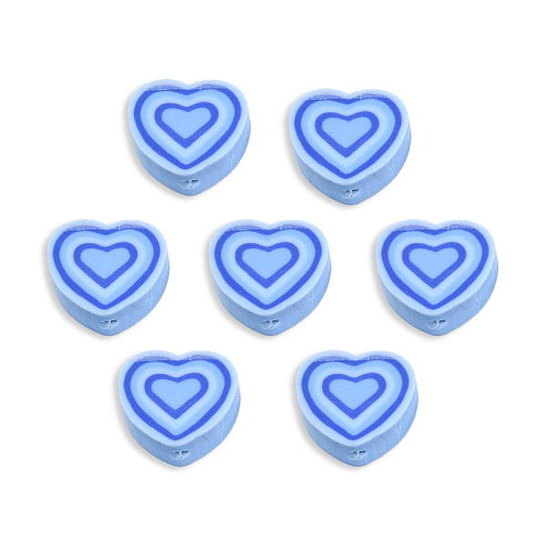 

PandaHall Handmade Polymer Clay Beads, Heart, Light Sky Blue, 8~10x9~10.5x4~5mm, Hole: 1.2mm Polymer Clay Heart