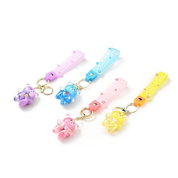 

PandaHall Bear Acrylic Pendant Keychain, with Light Gold Tone Alloy Lobster Claw Clasps, Iron Key Ring and PVC Plastic Tape, Mixed Color..., Multicolor