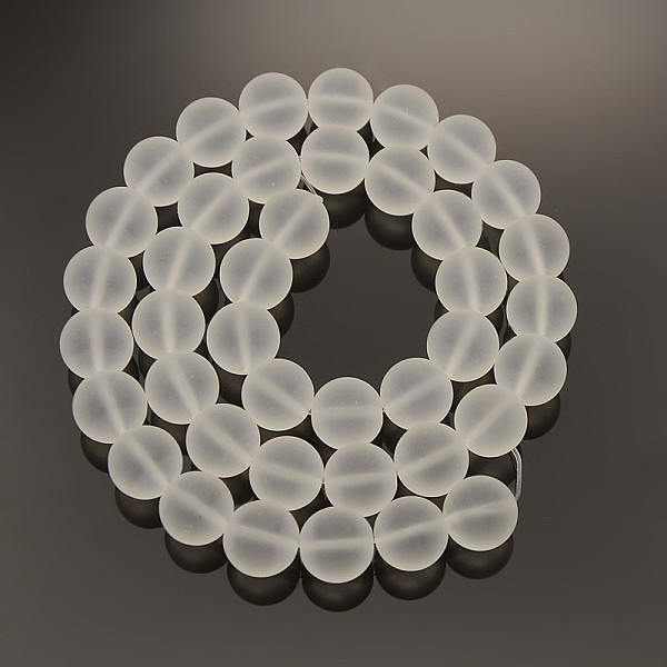 

PandaHall Frosted Transparent Round Glass Beads Strands, Clear, 10mm, Hole: 1mm, about 41pcs/strand, 15.7 inch Glass Round Clear