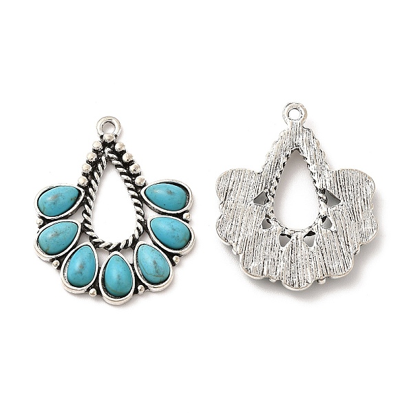 

PandaHall Retro Alloy Pendants, with Synthetic Turquoise, Teardrop Charms, Antique Silver, 35x29x4mm, Hole: 2mm Synthetic Turquoise Teardrop