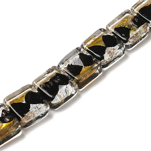 

PandaHall Handmade Gold Sand and Silver Sand Lampwork Beads, Square, Black, 12.5~13x12x6~6.5mm, Hole: 1~1.2mm Gold & Silver Foil Square...