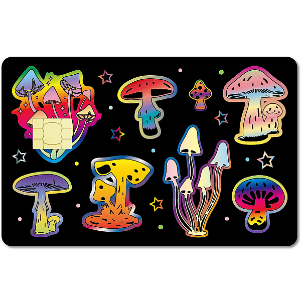 

PandaHall PVC Plastic Waterproof Card Stickers, Self-adhesion Card Skin for Bank Card Decor, Rectangle, Mushroom, 186.3x137.3mm Plastic...