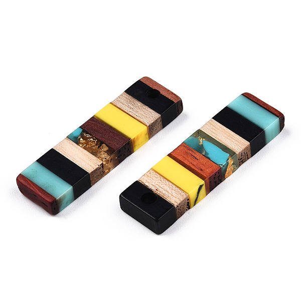 

PandaHall Translucent Resin & Walnut Wood Pendants, with Gold Foil, Rectangle Charm, Black, 29.5x8.5x3.5mm, Hole: 2mm Resin+Wood Rectangle...